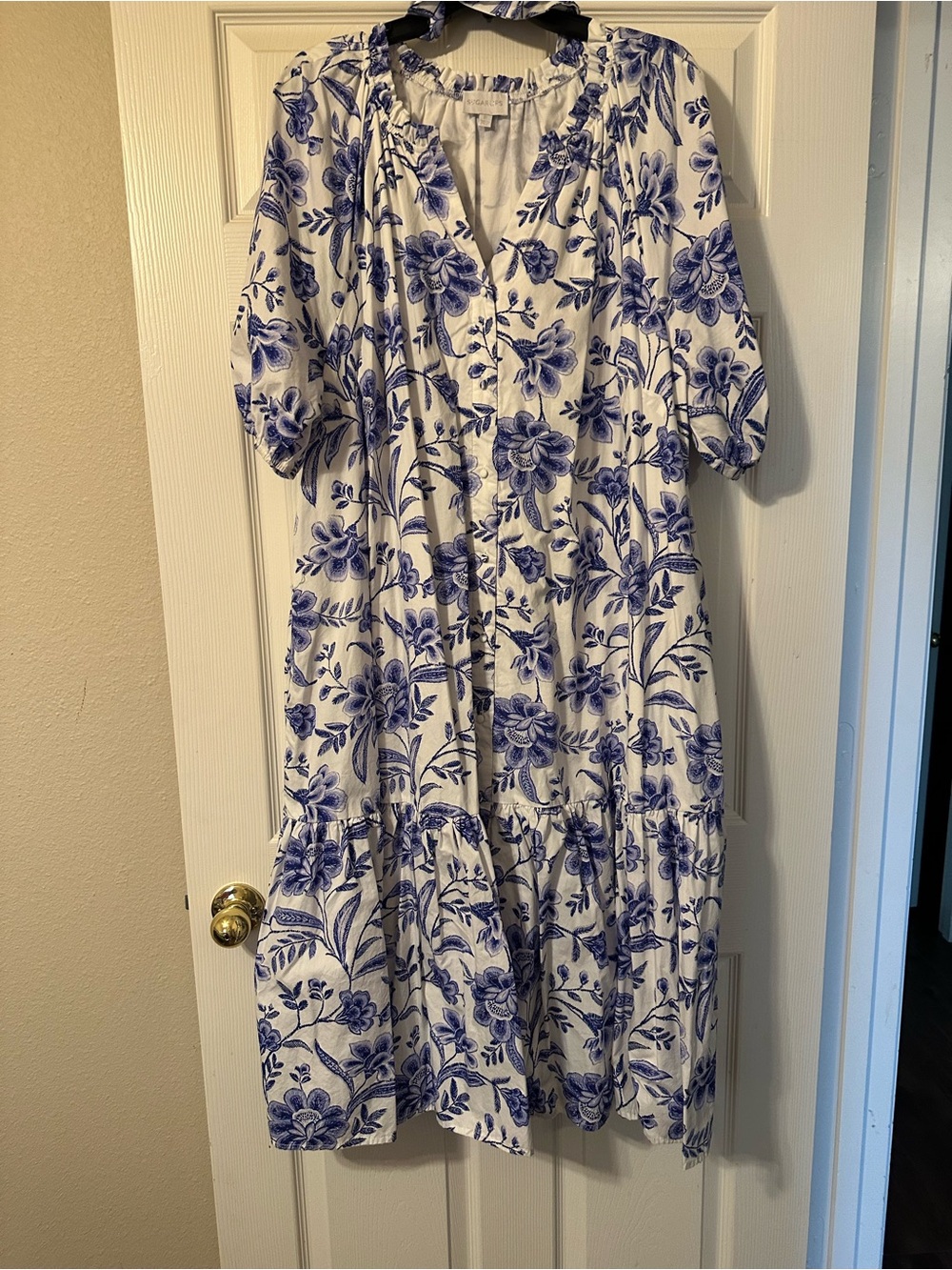 Sugar Lips white and Blue Floral Midi Dress